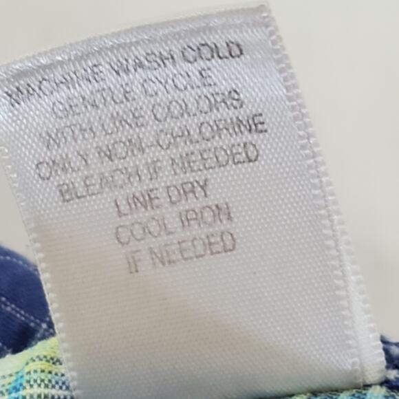 Christopher & Banks Blue Green Plaid V Neck Button Front Long Sleeve Tunic Large - Picture 3 of 8